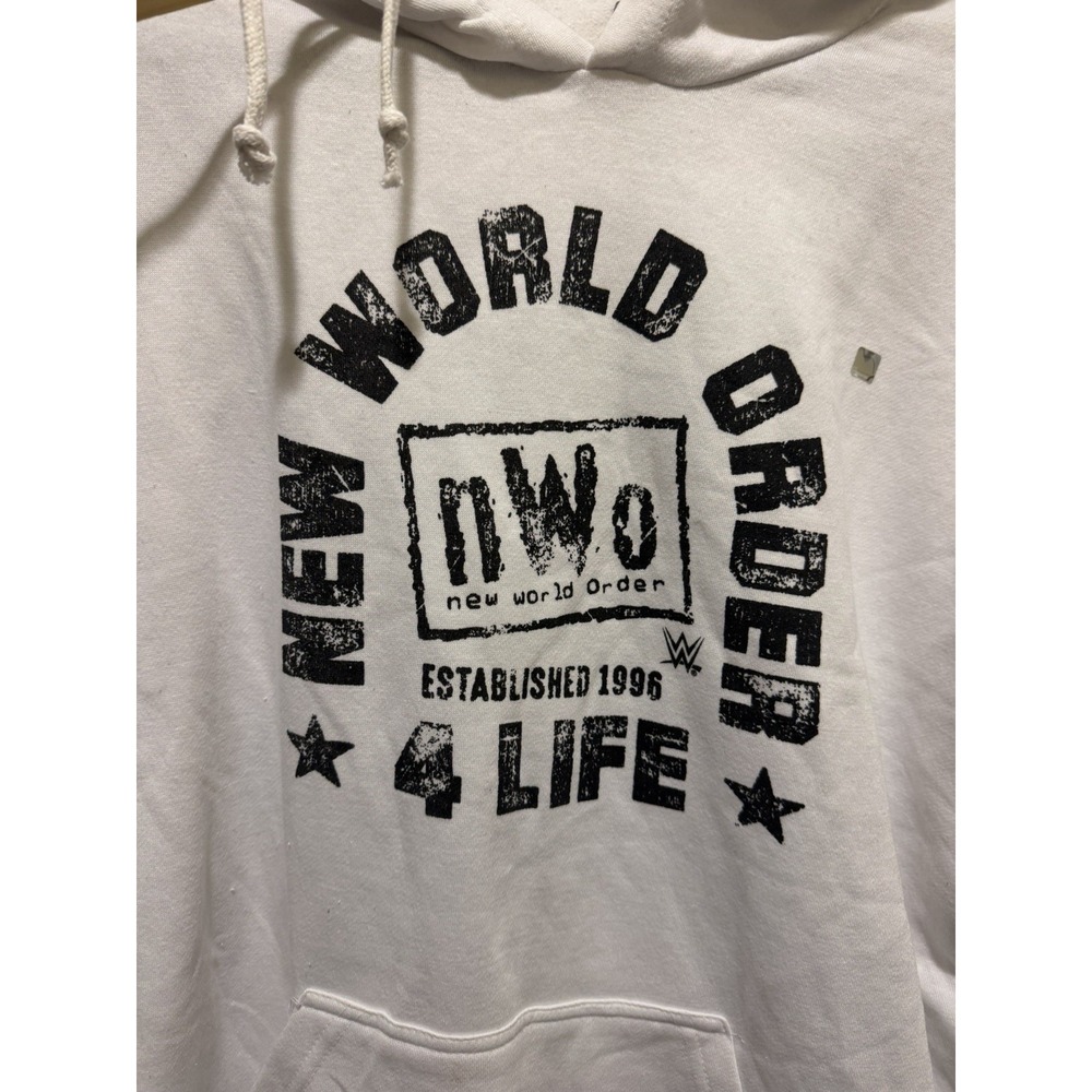 WWE NWO Hoodie Mens 2XL White New World Order 4 Life Wrestling Sweatshirt New - Picture 2 of 4